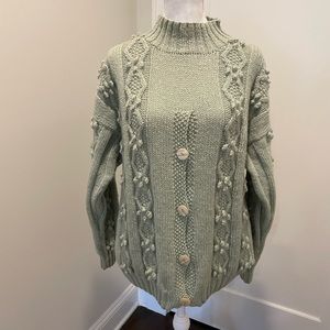 Shetland wool, cable knit sweater